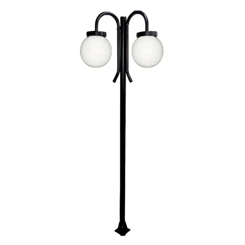 Poste Luminária para Jardim Globo g Duplo Braço Curvo Baixo Preto Ouro Minas - Ouro Minas - Casa E Construção