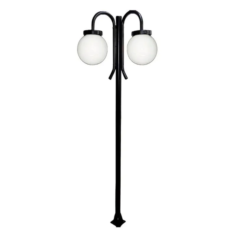 Poste Luminária Globo g Duplo Braço Curvo Baixo Preto 300cm Ouro Minas