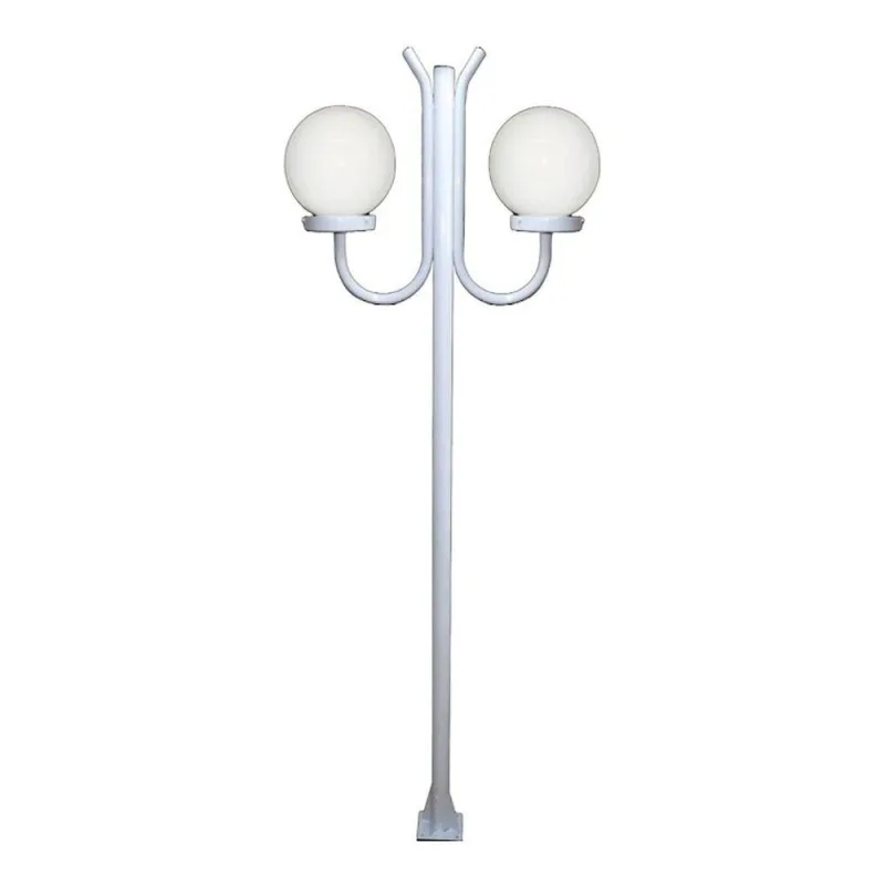 Poste Luminária para Jardim Globo P Duplo Braço Curvo Cima 300cm Branco Ouro Minas - Ouro Minas - Casa E Construção