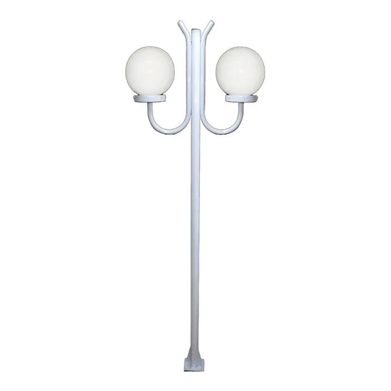Poste de Iluminacao Luminaria Globo g Duplo Braco Curvo Cima Branco Bivolt Ouro Minas - Ouro Minas - Agro