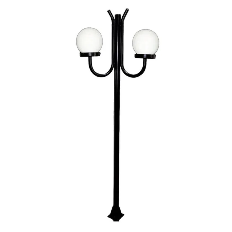 Poste Luminária para Jardim Globo g Duplo Braço Curvo Cima Preto 3m Ouro Minas - Ouro Minas - Casa E Construção