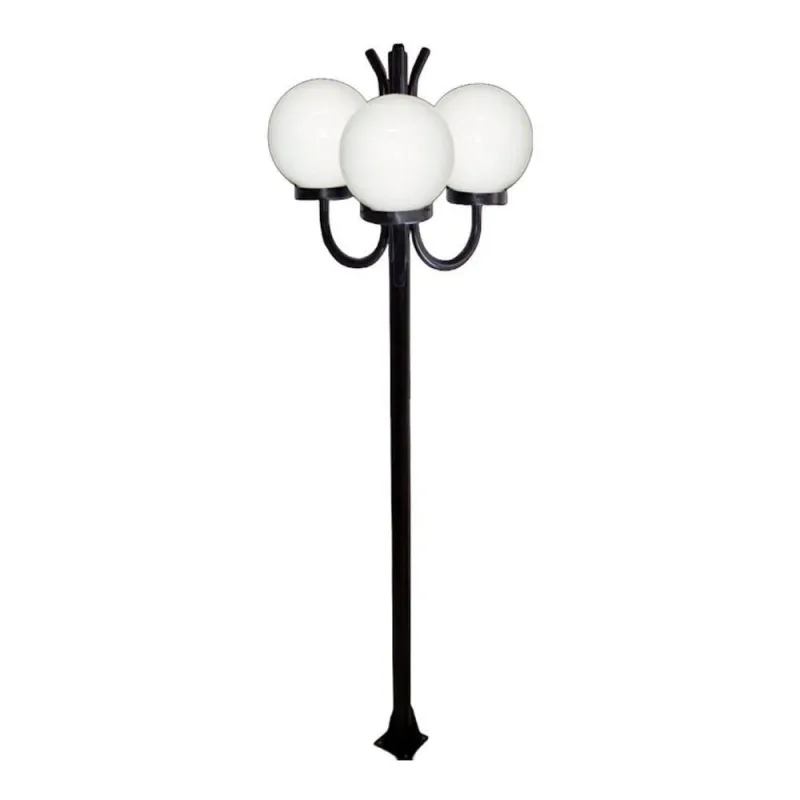 Poste Luminária para Jardim Globo P Triplo Braço Curvo Cima 200cm Preto Ouro Minas - Ouro Minas