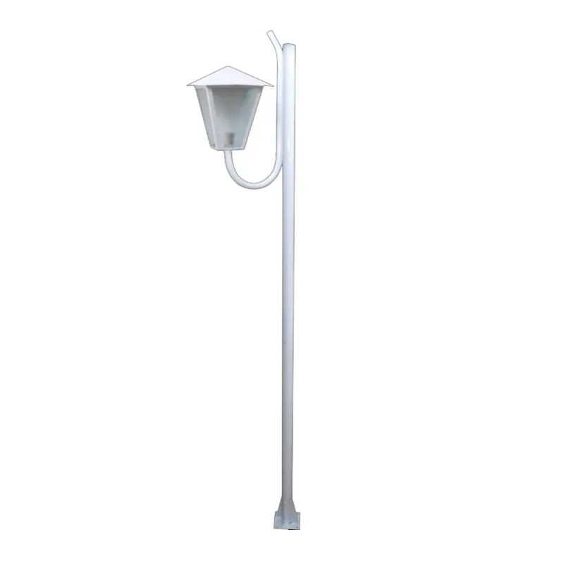 Poste Braço Curvo e Luminária Romana de Jardim Branco 300cm - Ouro Minas - Casa E Construção