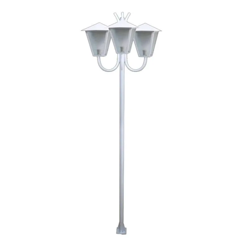 Poste de Iluminacao L050OM Jardim Estilo Colonial Triplo Branco Ouro Minas - Ouro Minas - Agro