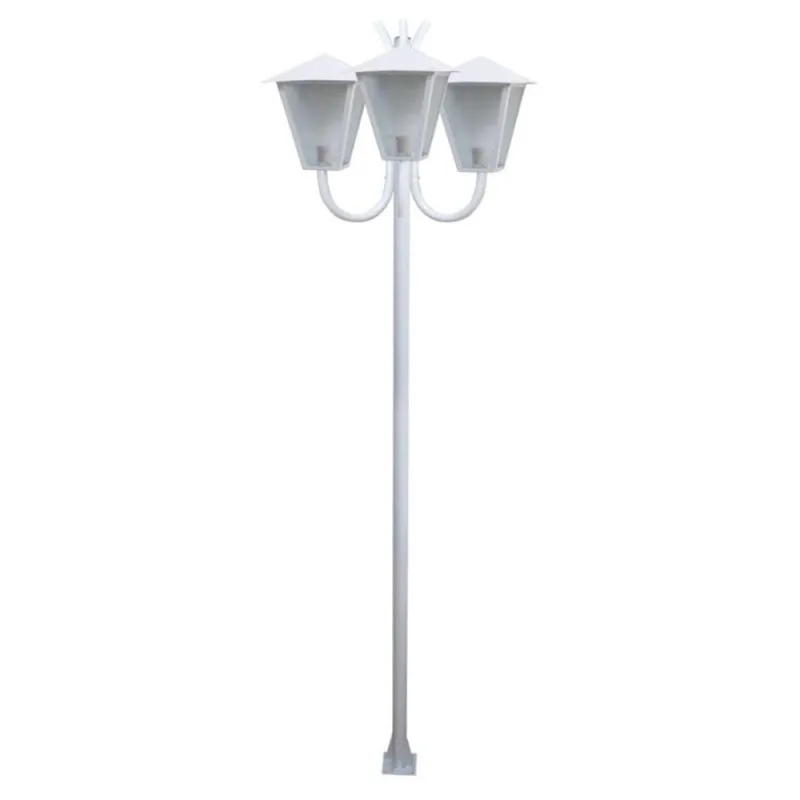 Poste de Iluminação para Jardim L052OM Braço Curvo com Luminária Tripla Branco Ouro Minas - Ouro Minas