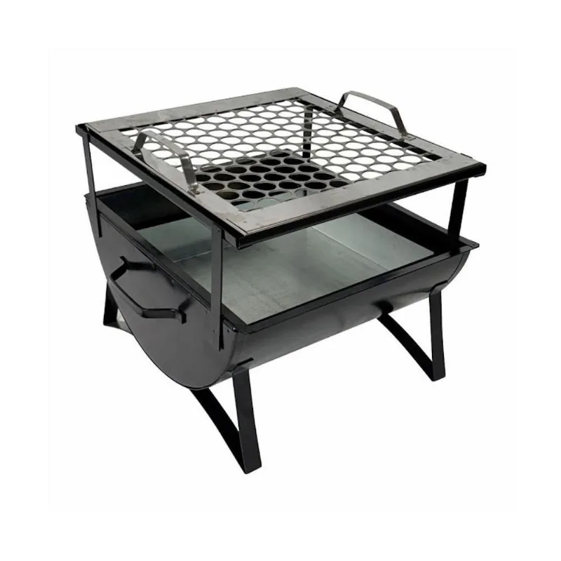 Churrasqueira Portátil AB 30x28x24CM Aço Carbono com Grelha Inox para Praia e Campo Preto Ouro Minas