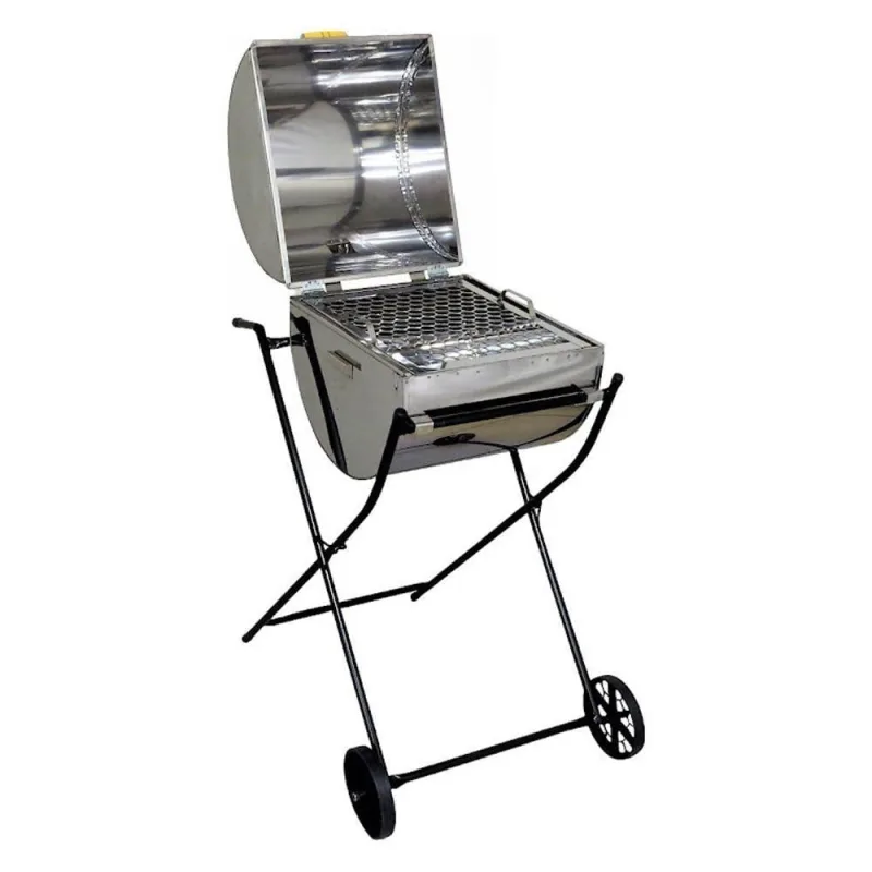 Churrasqueira a Carvão Jardim Aço Inox com Grelha e Carrinho Inox Ouro Minas Garden Grill - Ouro Minas - Casa E Construção