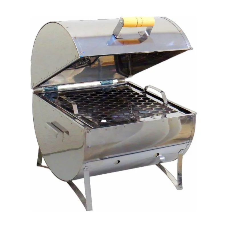 Churrasqueira a Carvão Portátil Aço Inox Grelha 34x30x30cm Inox Ouro Minas Praia Campo Bafinho