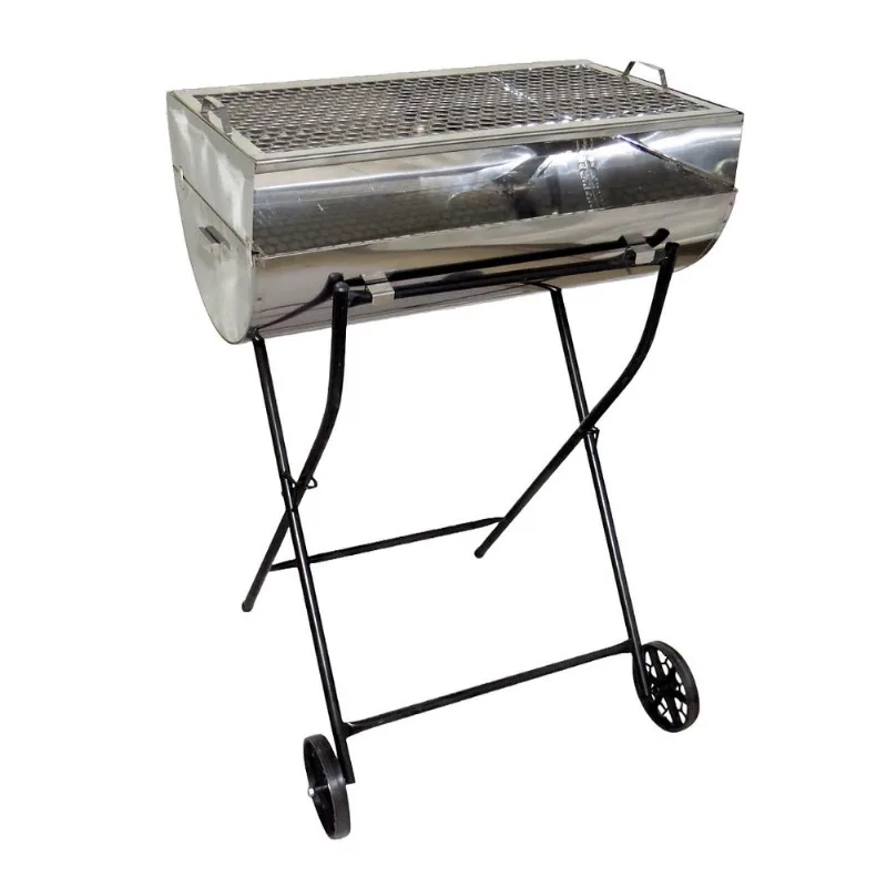 Churrasqueira Aberta Grill Inox Grelha e Carrinho 92x55x35cm