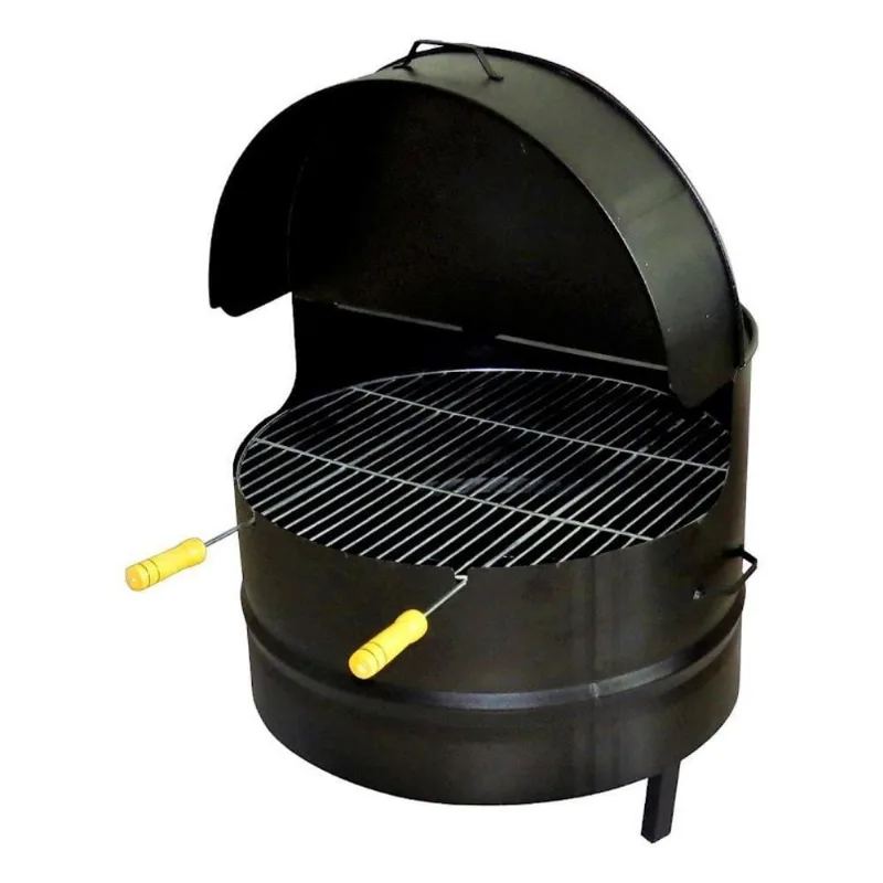 Churrasqueira Baixa a Bafo para Lazer Aco Carbono com Grelha Preto Ouro Minas F075AOM