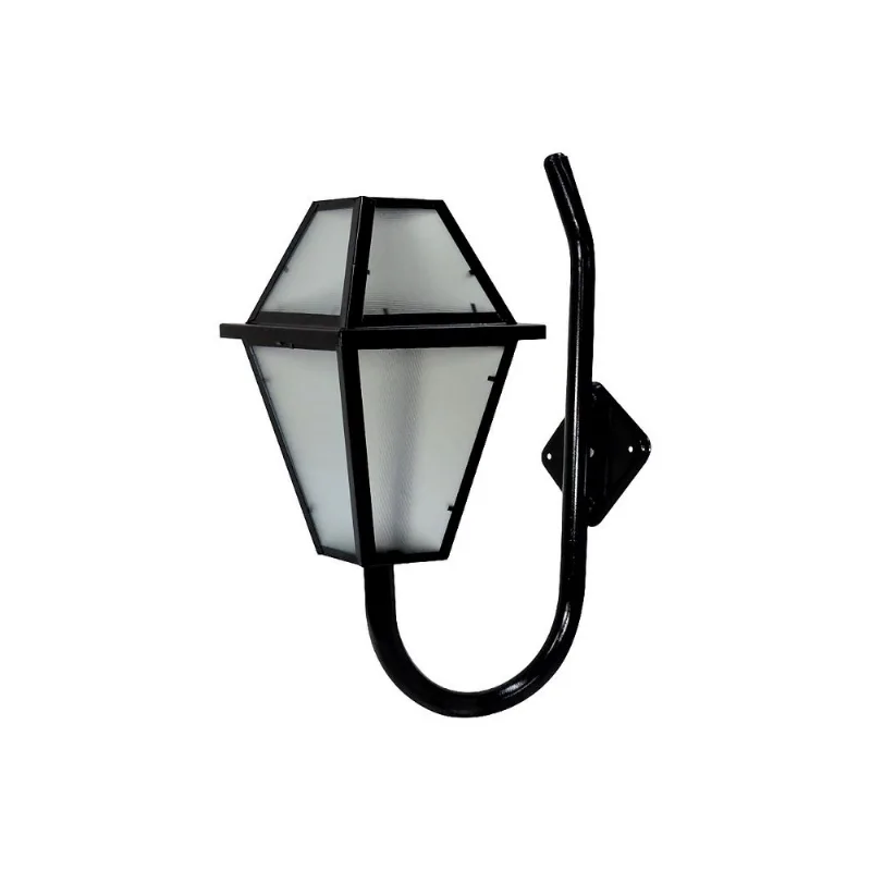 Luminária Imperial Braço Curvo Parede Alumínio Preto 56x38cm