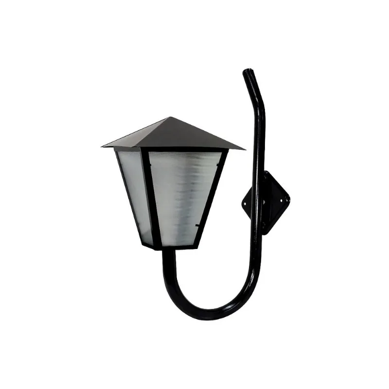 Luminária Romana Braço Curvo Parede Alumínio Preto 56x31cm