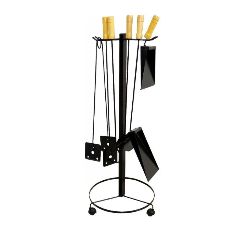 Suporte E Kit Lareira E Fogão A Lenha Aço Carbono 80x35cm