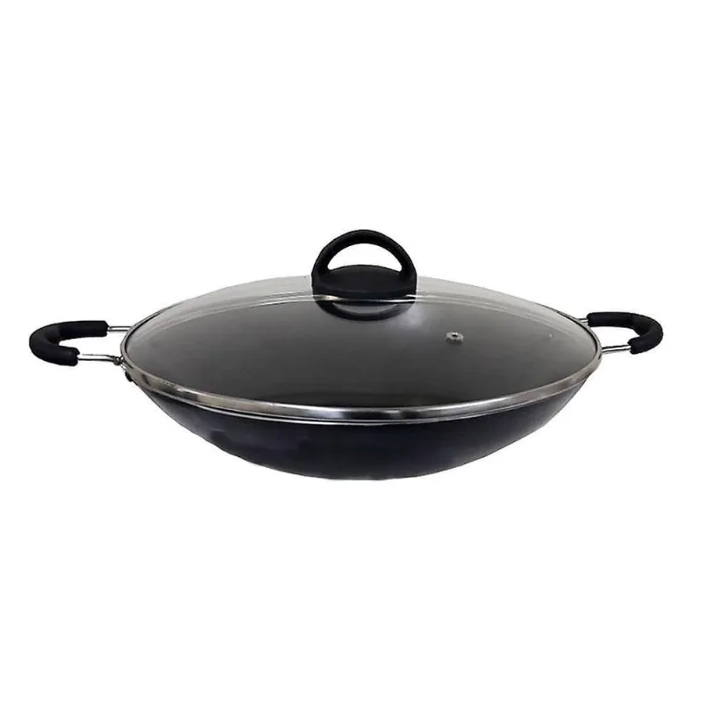 Tacho Chinês Panela Wok Alumínio Antiaderente Tampa 32Cm2,5L