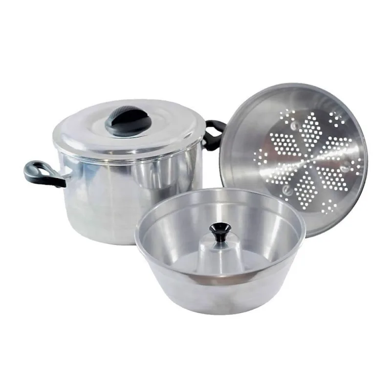 Panela a Vapor Banho Maria 4x1 Legumes Pudins 22cm 5,3L Alumínio Fundido com Escorredor e Forma - OUTRAS