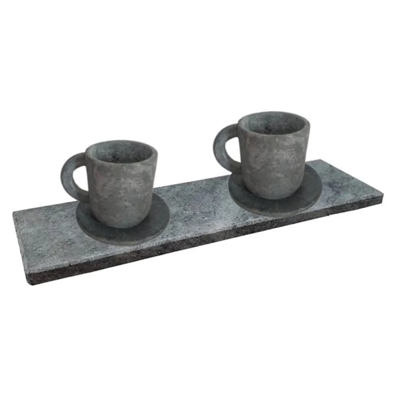 Kit Xícara de Café com Pires 2261X2e1177INDSJ Pedra Sabão Servir Decorar 50ML Industria São Jose - OUTRAS - Agro