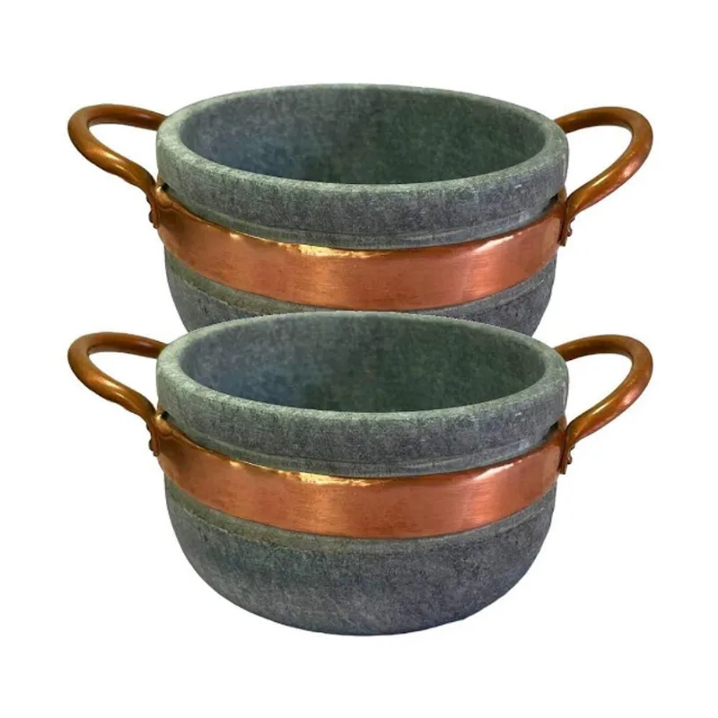 Kit 2 Cumbucas AF1002X2INDSJ para Caldo e Sopa Pedra-Sabao Uso em Forno e Fogao a Lenha Cinza