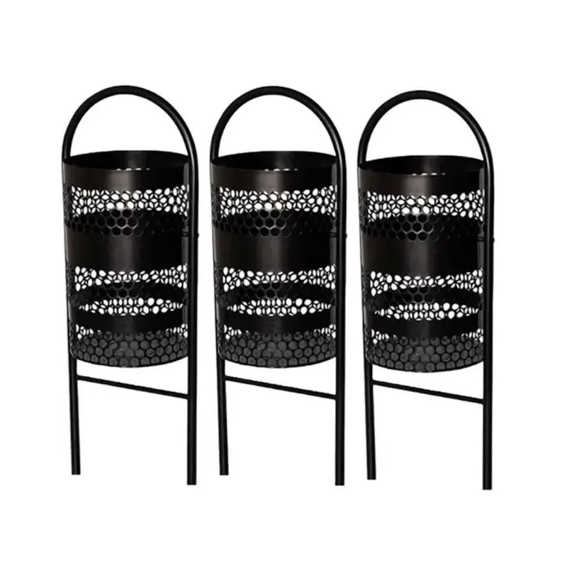 Kit 3 Lixeiras Redondas 40L Tela de Moeda Metal para Pátios e Parques Santa Edwirges