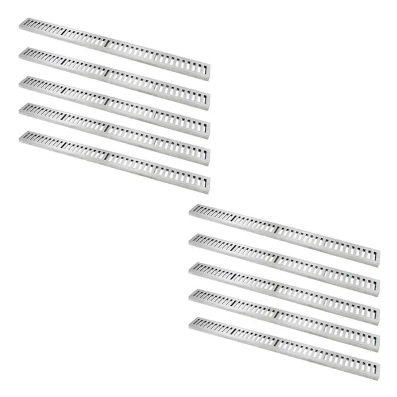Kit 10 Ralo Grelha Linear 7009X10GDA com Caixilho Alumínio Polido Prata GDA Industria