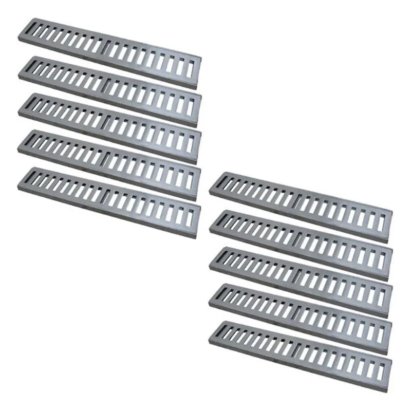 Kit 10 Ralo Grelha Linear Caixilho Alumínio Polido 15x50cm Prata