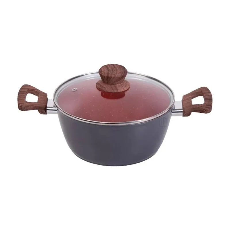 Panela Caçarola Nano Cerâmica Antiaderente 2,7L Tampa Vidro Cinza Vermelho Duralar - Duralar