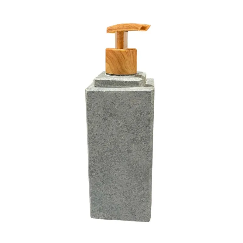 Porta Sabonete Líquido Dispenser em Pedra Amadeirado 22x7cm