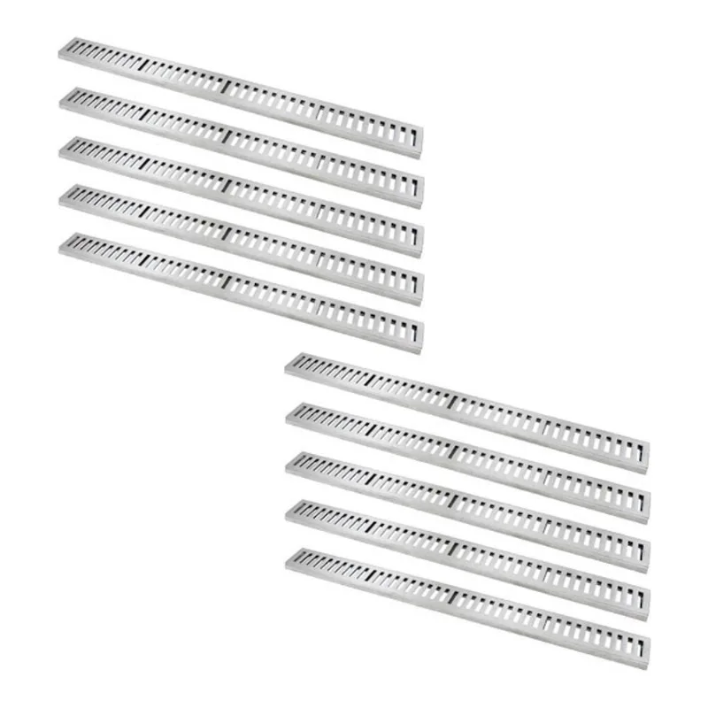 Kit 10 Ralo Grelha Linear com Caixilho 7113X10GDA Drenagem Alumínio Escovado Prata GDA Industria