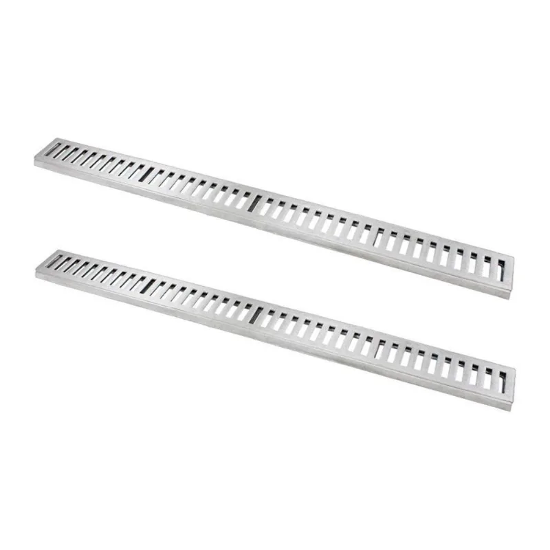 Kit 2 Ralo Grelha Linear 7013X2GDA Drenagem 15x100cm Alumínio Fundido Polido Prata GDA Industria
