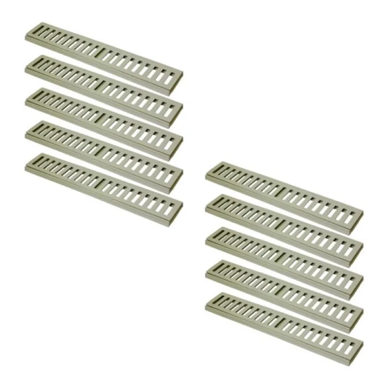 Kit 10 Ralo Grelha Linear Caixilho em Alumínio Bege 20x50cm