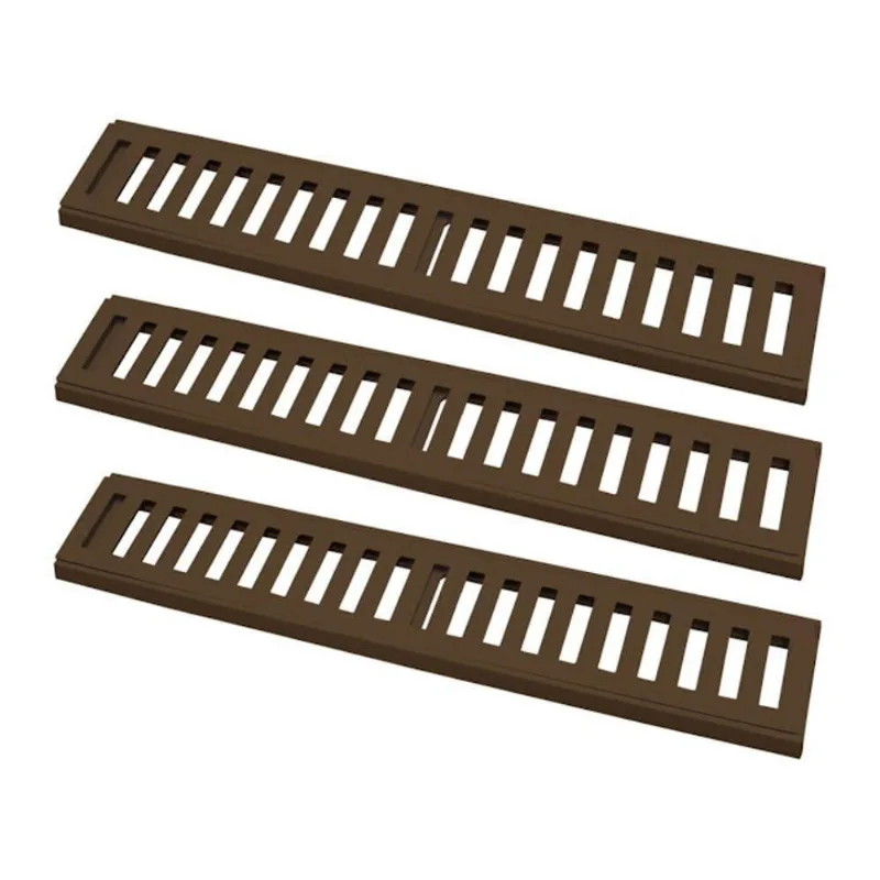 Kit 3 Ralo Grelha Linear Caixilho Alumínio Fundido Marrom 20x50cm