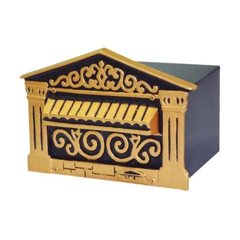 Caixa de Correio para Cartas Romana Ouro Detrás 20x25x12cm Dourado Metalmig
