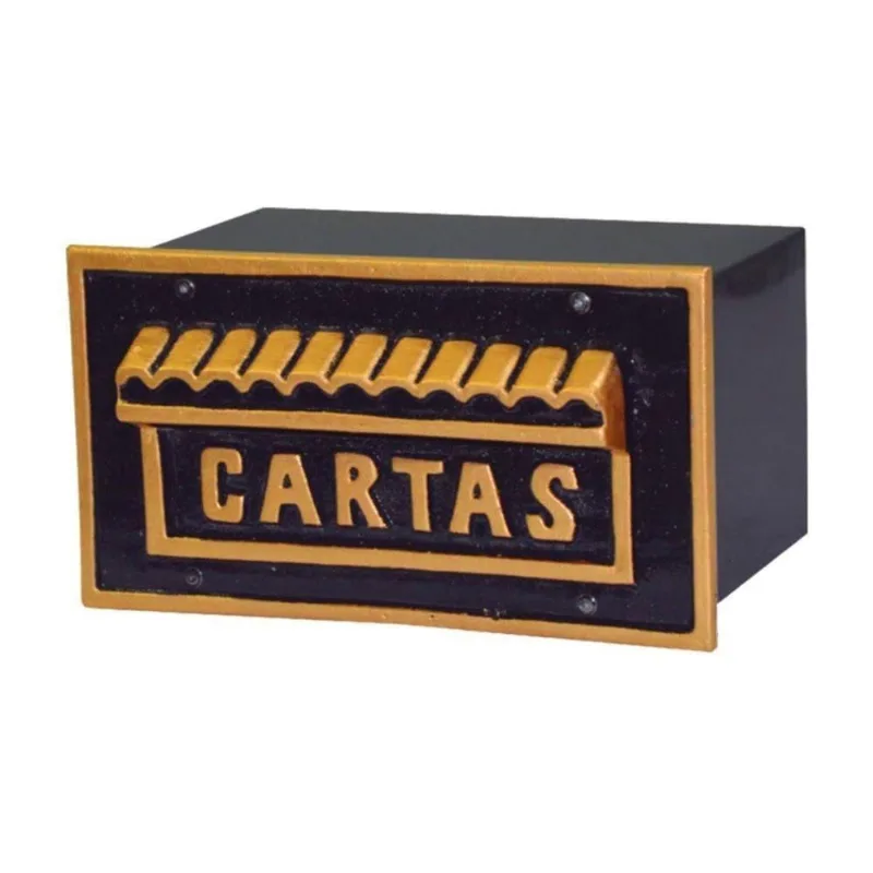 Caixa de Correio para Cartas Inglesa Ouro Detrás 20x25x12cm Dourado Metalmig