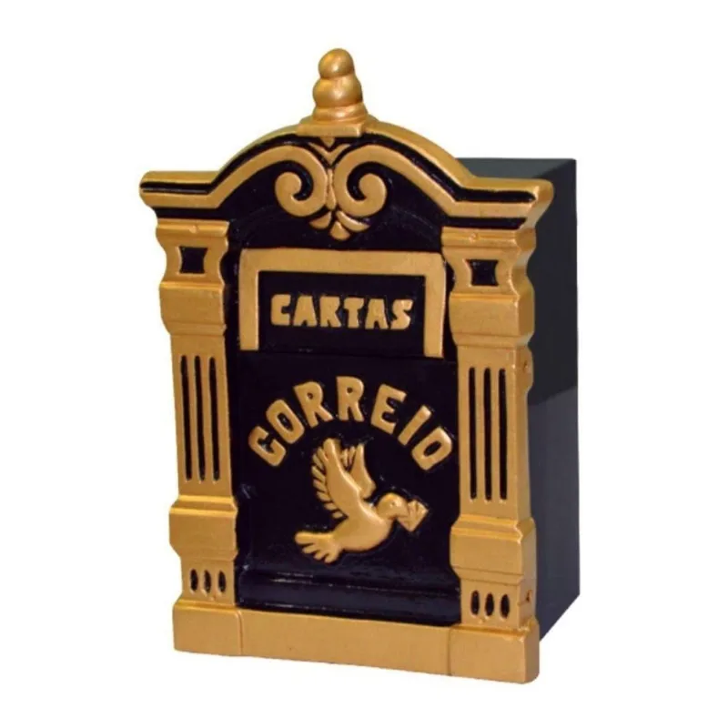 Caixa de Correio para Cartas Diamantina Ouro Detrás 15x23x30cm Dourado Metalmig