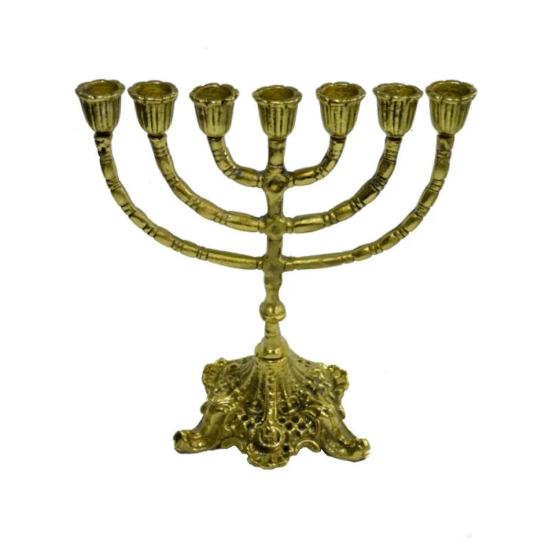Castiçal de Metal Dourado Ouro Para 07 Velas 30x26x15cm - Mard Metais