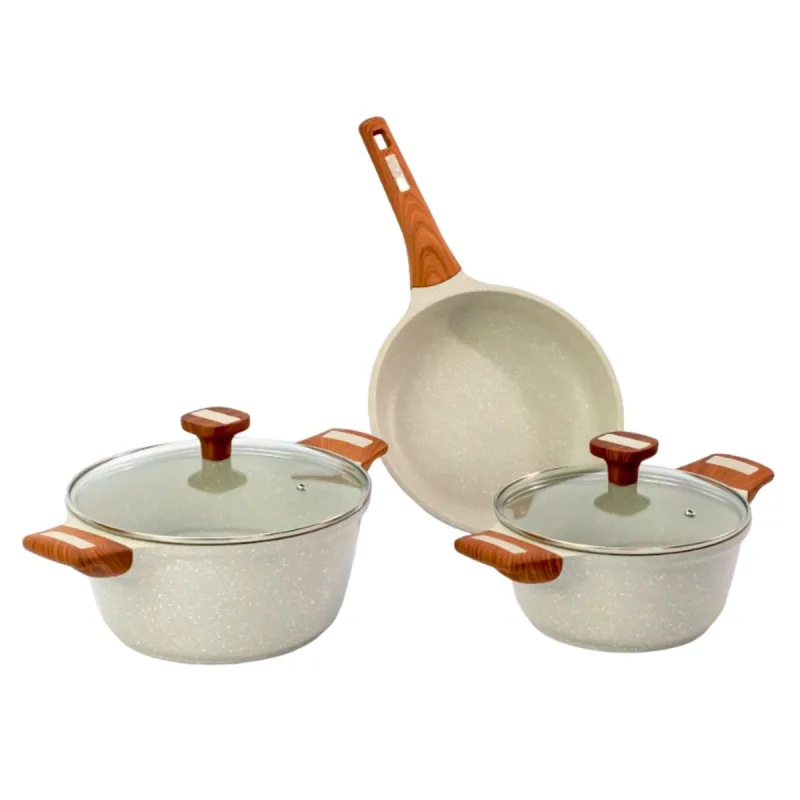 Kit 3pç Caçarolas Frigideiras Antiaderente Temperatti Bianco - Javali