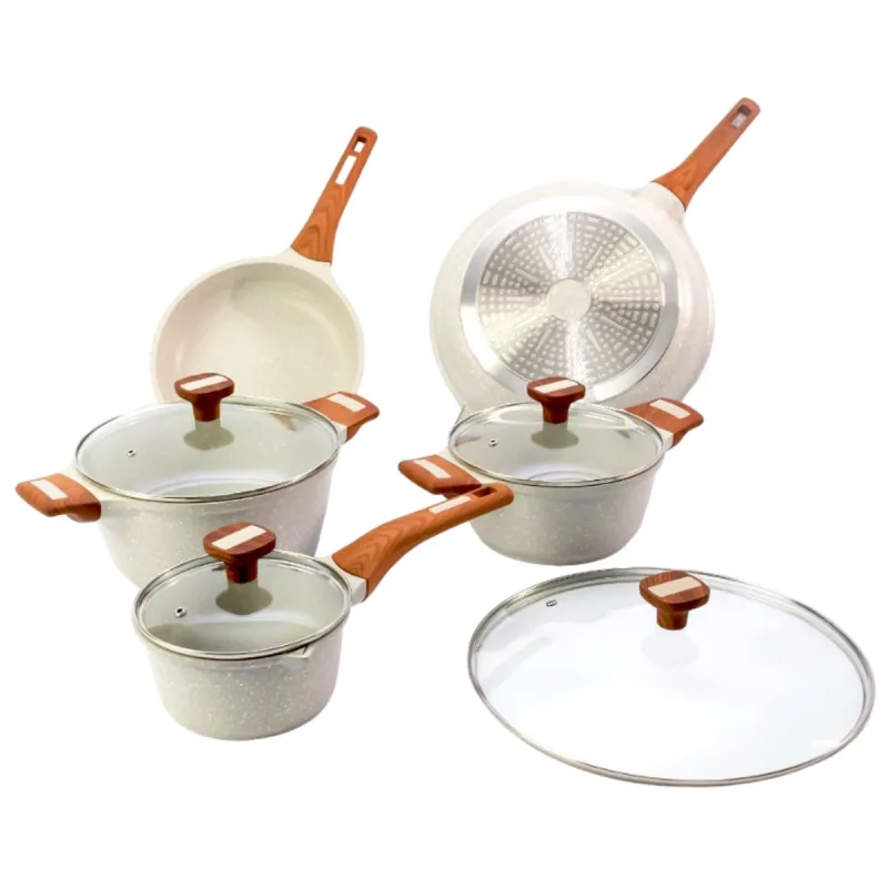 Kit 5pç Caçarolas Frigideiras Antiaderente Temperatti Bianco - Javali