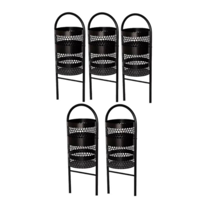 Kit 5 Lixeiras Redondas 40L Metal Tela de Moeda Pátios Preto Santa Edwirges - Santa Edwirges - Automotivo