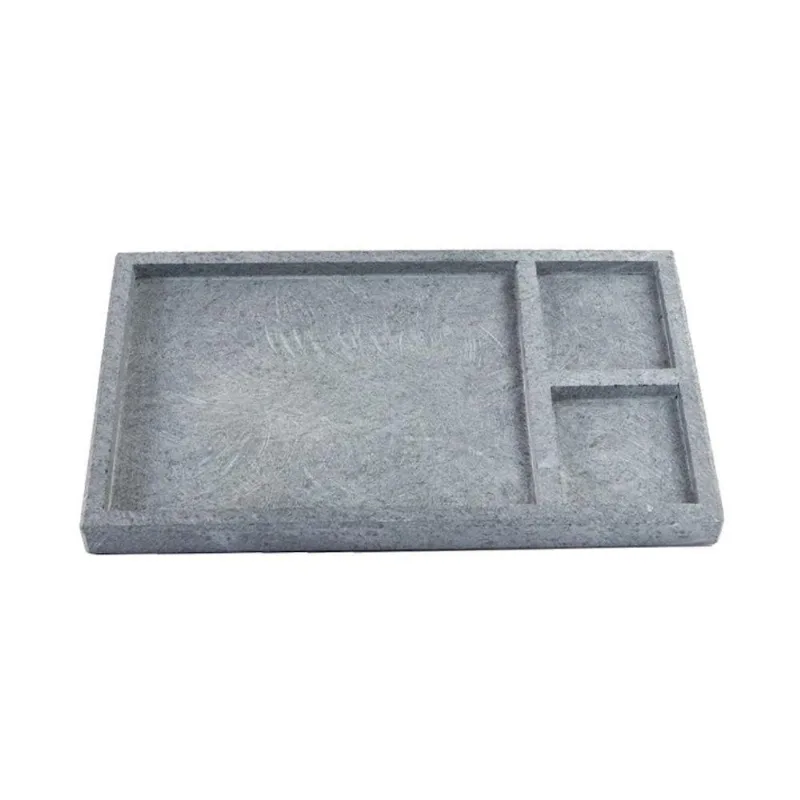 Tábua para Servir Pedra Sabão Borda Pé Divisórias g 30x20cm Industria São Jose