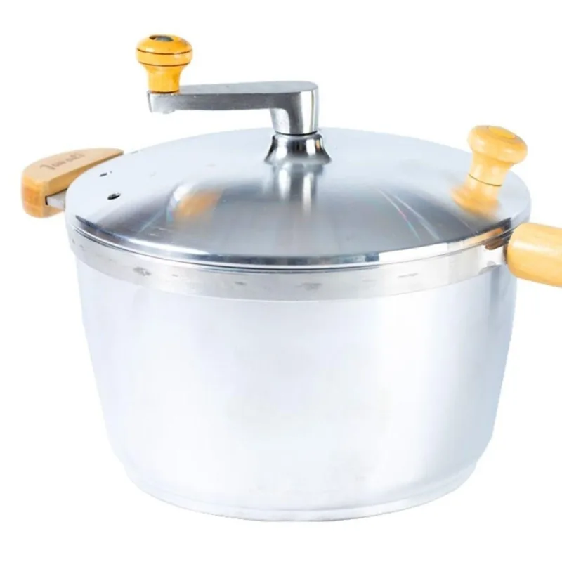 Pipoqueira Alumínio Fundido Polido com Manivela 5100ML 24CM Prata Javali - Javali