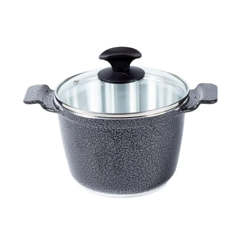 Caldeirão 403JAV Alumínio Preto Craquelado 5,100L 24cm Tampa de Vidro Javali