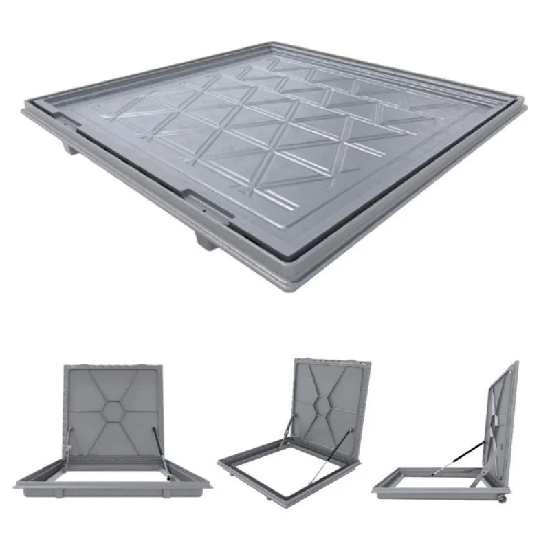 Tampa Casa Maquina 100x100cm Com Rebaixo Para Alumínio Cinza