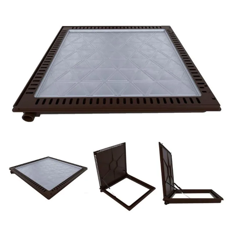 Tampa para Casa de Maquina de Piscina Tcmrs7emspm 90x90cm com Amortecimento e Ventilacao Marrom