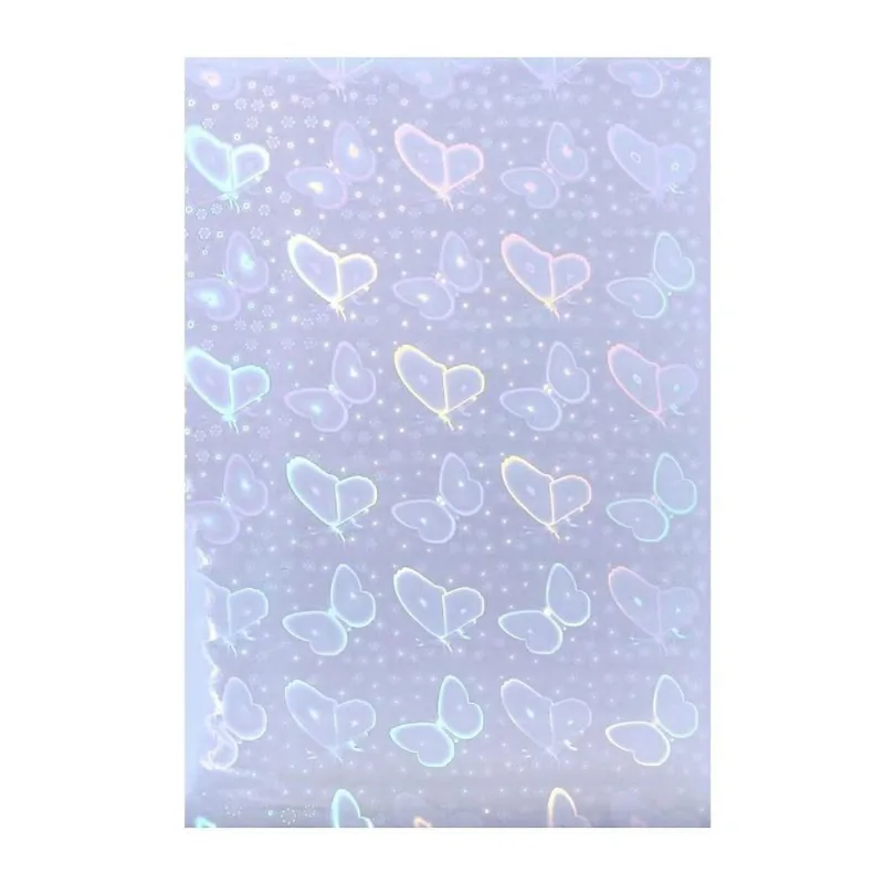 Papel Adesivo Holográfico Vinil Motivate Butterflya4mt A4 Pacote 50 Folhas Borboletas