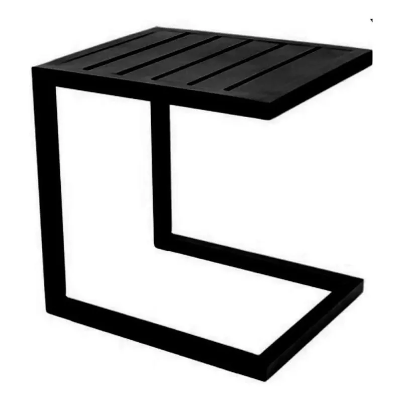 Mesa Lateral ML01UTD Quadrada Tampo Alumínio Estrutura Preta Piscina Jardim - OUTRAS - Agro