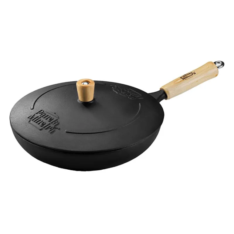 Frigideira Wok Cabo Madeira Panela Mineira Tampa Ferro 28cm - Panela Mineira - Utilidades Domesticas
