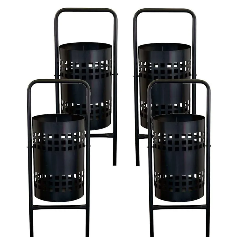 Kit 4 Lixeiras 3143X4MTM Uso Interno e Externo Pintura Eletrostatica Preta Metalmig 40L - OUTRAS