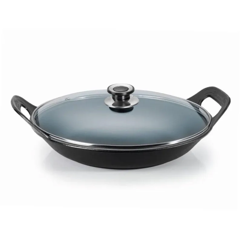 Panela para Risoto Chef Ferro Fundido Tampa Vidro 5L Preto Panela Mineira - Panela Mineira - Utilidades Domesticas