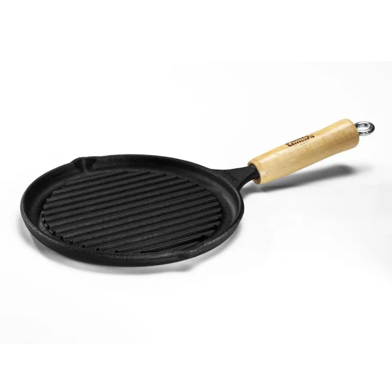 Bifeteira Estriada Redonda Cabo Madeira Panela Mineira 22cm - Panela Mineira - Ar E Ventilação