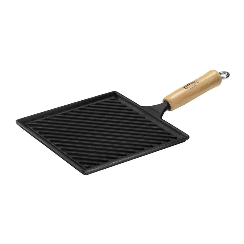 Bifeteira Grill Quadrada Cabo Madeira Panela Mineira 22x22cm - Panela Mineira - Eletroportáteis