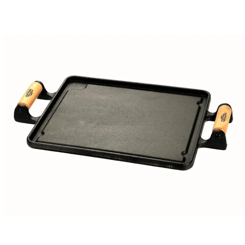 Chapa Lisa Quadrada Ferro Alça Madeira PanelaMineira 30x30cm - Panela Mineira